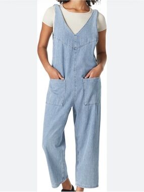 Mavi Light Blue Denim Overalls with Front Patch Pockets